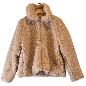 Cozy Tan Kids Sherpa Jacket